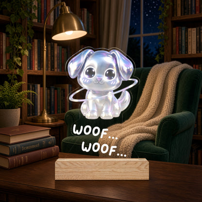 Cute Kawaii Puppy LED Night Light — Galactic Dog Shape Acrylic Lamp