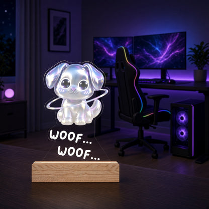 Cute Kawaii Puppy LED Night Light — Galactic Dog Shape Acrylic Lamp