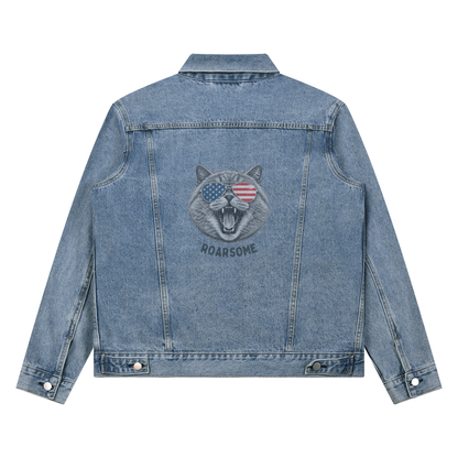 Cat Roarsome Vintage Wash Denim Jacket