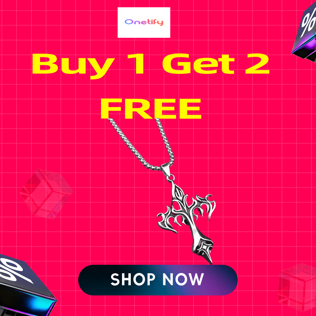 Flaming Gothic Style Cross Necklace