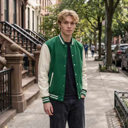 Gridiron Grit Football Theme Two-Tone Fleeced Varsity Jacket