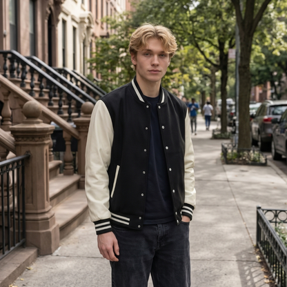 Gridiron Grit Football Theme Two-Tone Fleeced Varsity Jacket