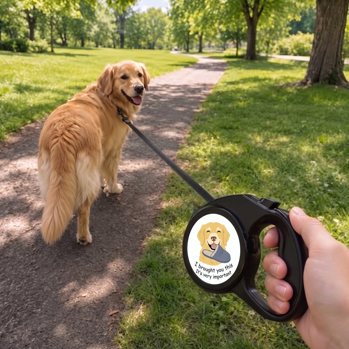 Retractable Dog Leash - Golden Retriever ‘I Brought You This, It’s Very Important’ Cute Pet Gift