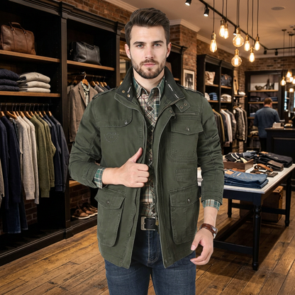 Mens Stand Collar Military Style Jacket