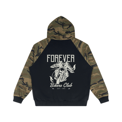Biker Theme Camo Hoodie Jacket