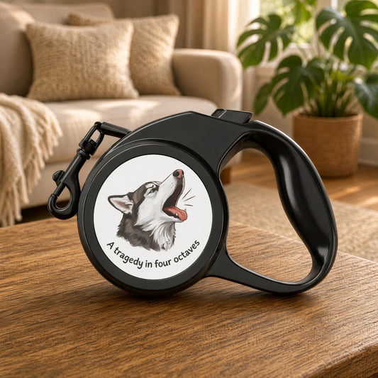 Retractable Pet Leash — Husky Singing Design (“A Tragedy in Four Octaves”)