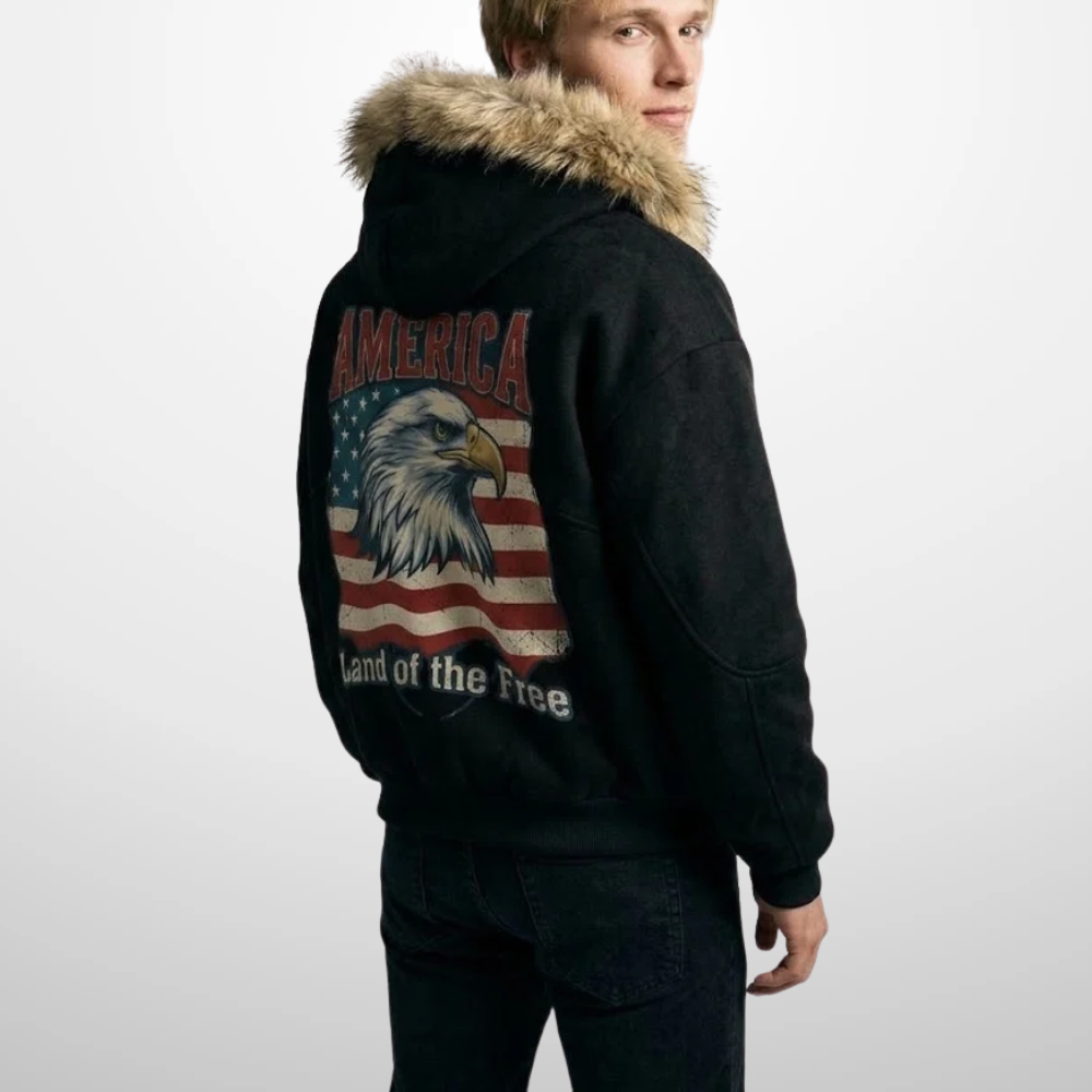 Eagle Boxy Detachable Fur Hoodie