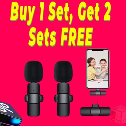 Mini Wireless Recording Microphone with Clip  2 Mics Set