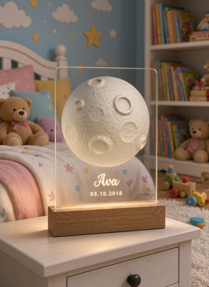 Personalized Forever Moon Night Light -  Custom Name LED Bedroom Lamp