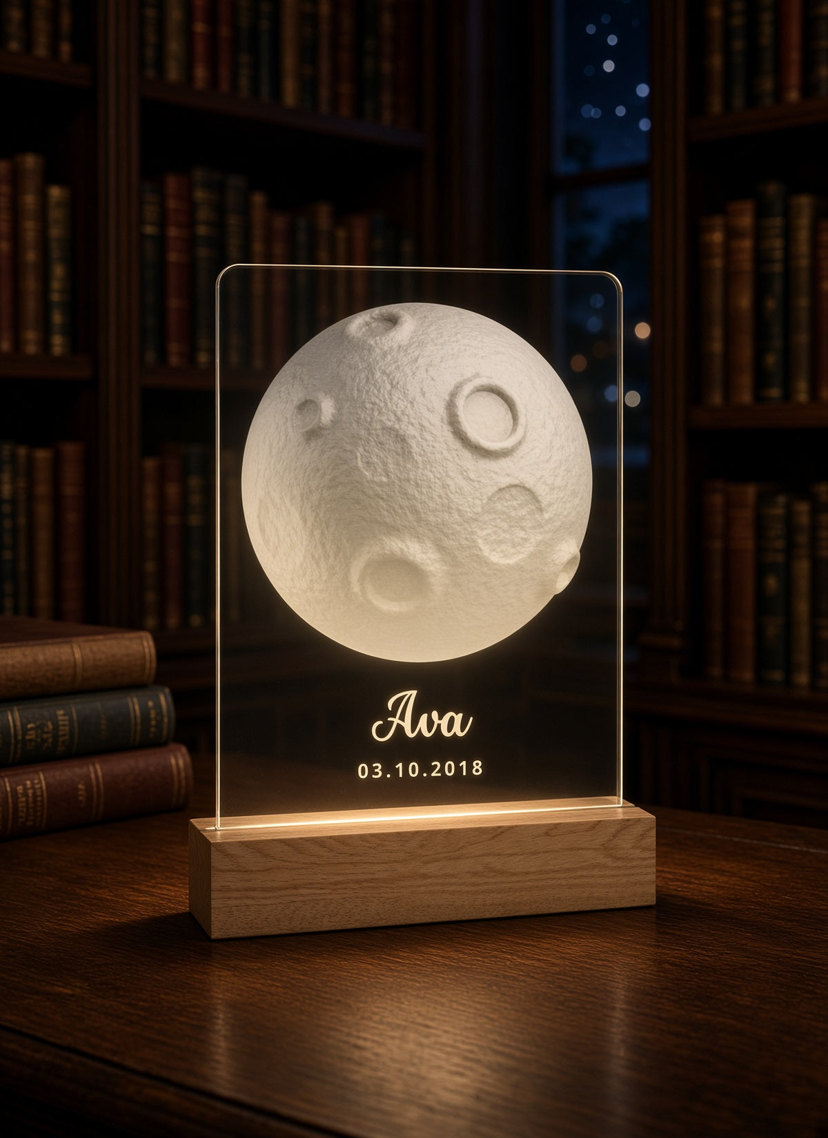 Personalized Forever Moon Night Light -  Custom Name LED Bedroom Lamp