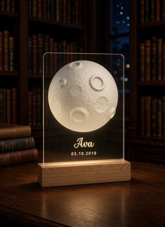 Personalized Forever Moon Night Light -  Custom Name LED Bedroom Lamp