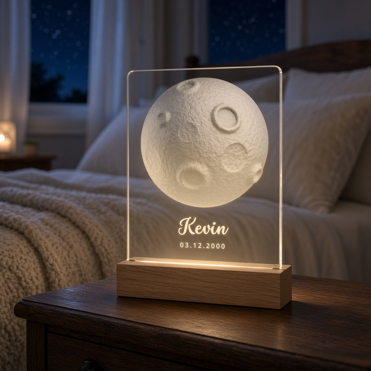 Personalized Forever Moon Night Light -  Custom Name LED Bedroom Lamp