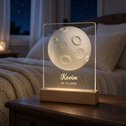 Personalized Forever Moon Night Light -  Custom Name LED Bedroom Lamp