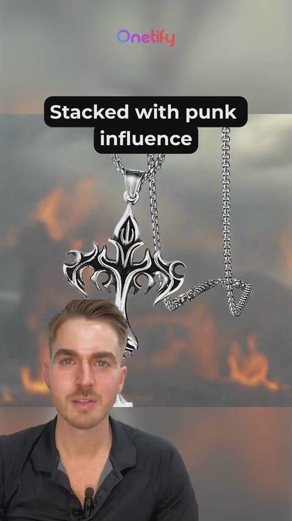 Flaming Gothic Style Cross Necklace