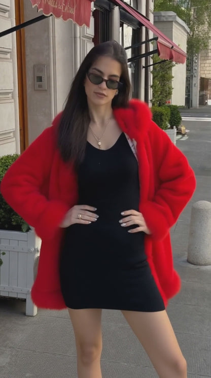 Womens Hooded Faux Fur Collar Coat