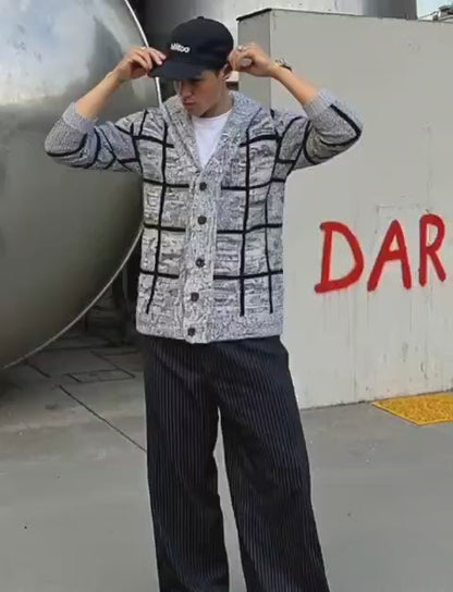 Mens Shawl Collar Gray Cardigan