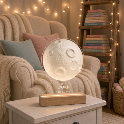 Personalized Forever Moon Night Light -  Custom Name LED Bedroom Lamp