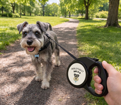 World's Best Dog Dad Schnauzer Retractable Leash