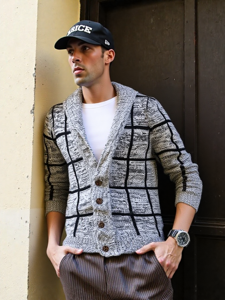 Mens Shawl Collar Gray Cardigan