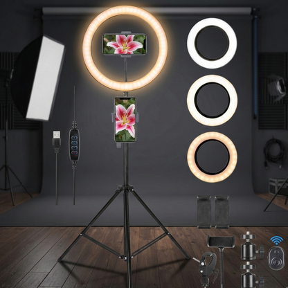 LED Ring Light With Phone Tripod Stand Kit 10"