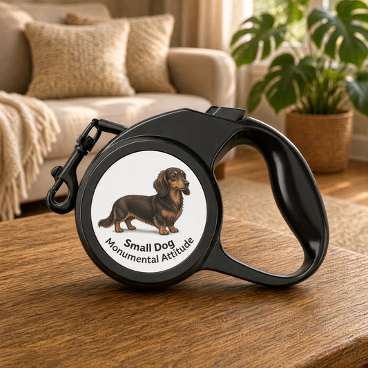 Retractable Leash - Small Dog “Monumental Attitude” Dachshund Design