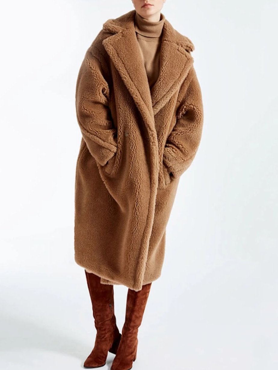 Womens Faux Fur Teddy Overcoat