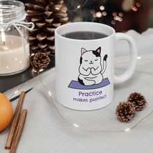 Load image into Gallery viewer, Yoga Theme - Practice Makes Purrfect Mug
