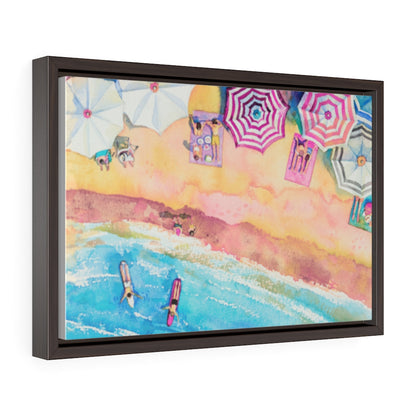 Colorful Day at the Beach Horizontal Framed Premium Gallery Wrap Canvas