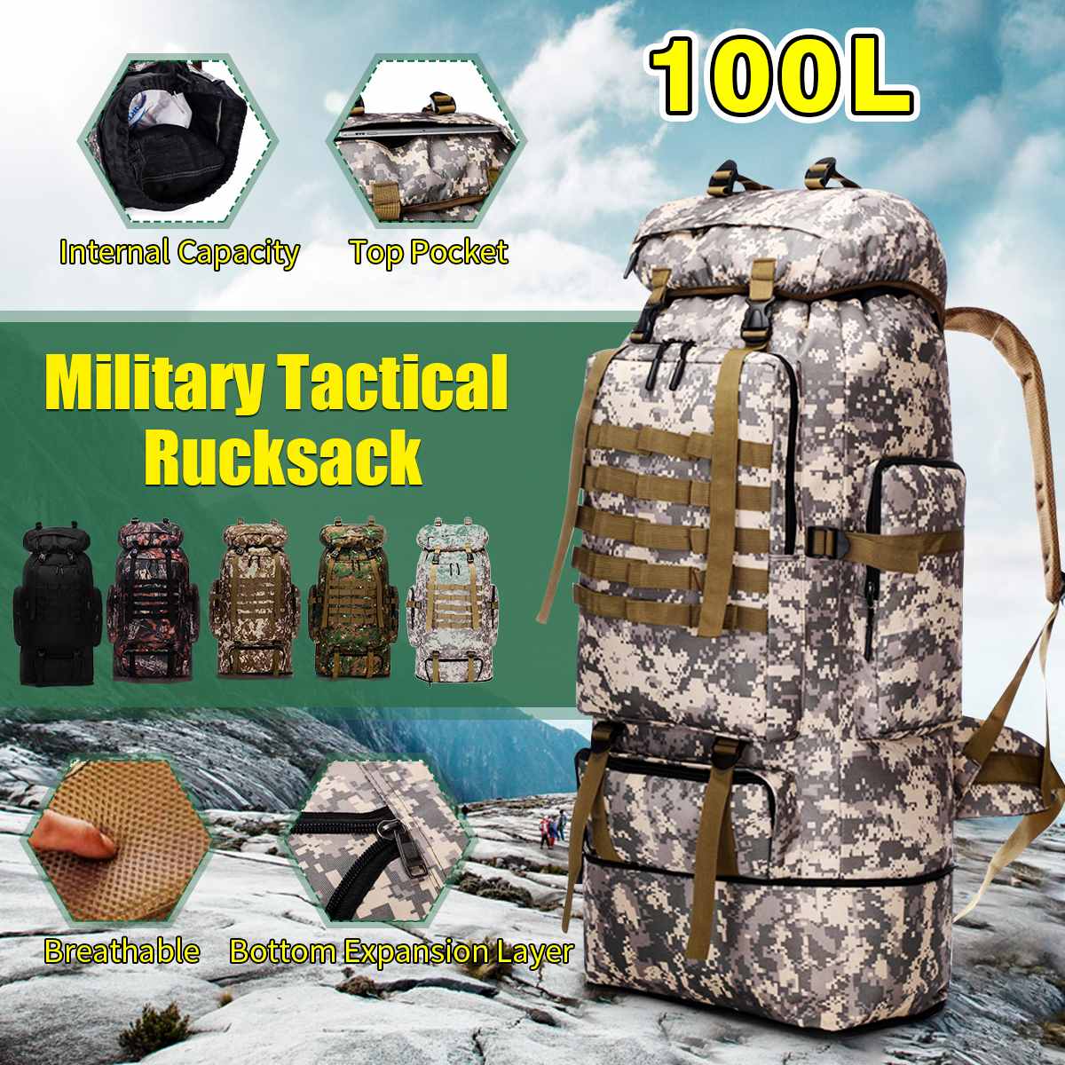 Waterproof Outdoor Camping Hiking 100L Large Capacity Backpack – Onetify