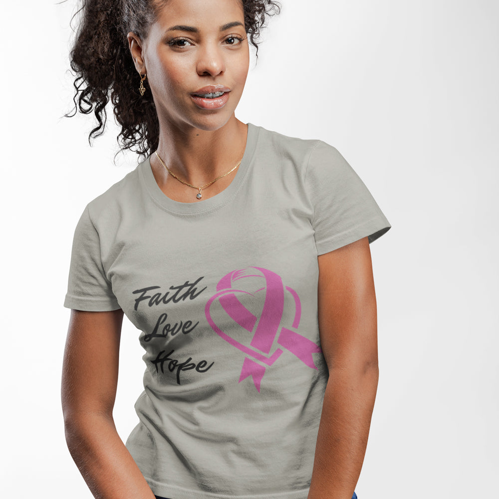 Faith Love Hope Pink Ribbon Theme T-Shirt