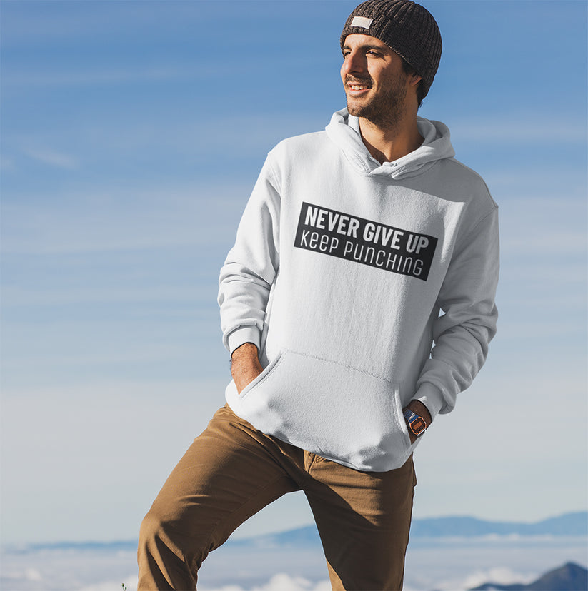Mens Never Give Up Hooded Sweatshirt – Onetify