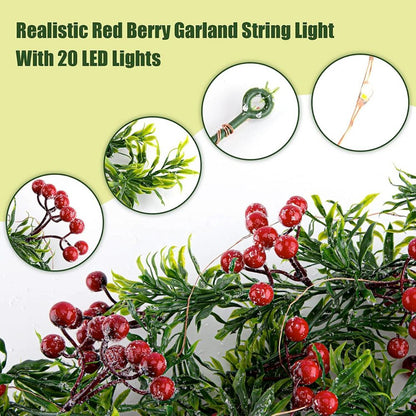 Holiday Red Berries Light Up Garland Decor