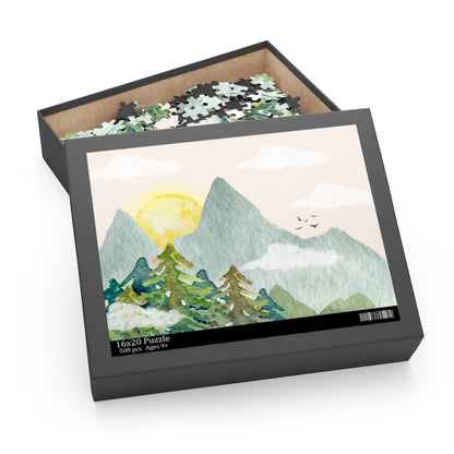 Mountain View with Sun Jigsaw Puzzle 500-Piece