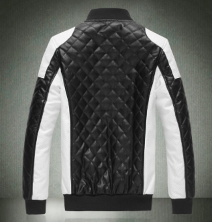 Mens Motorcycle Windproof Faux Leather Jacket