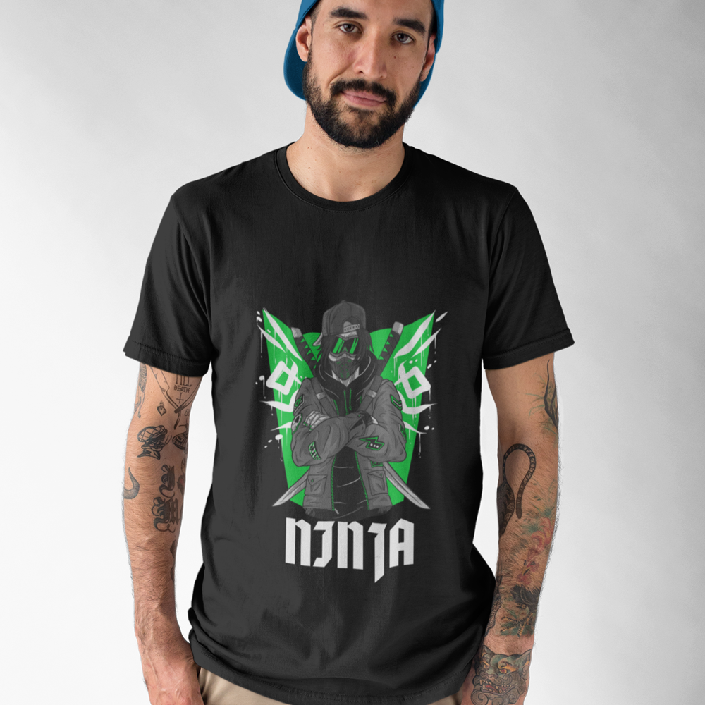 Mens Green Ninja Graphic T-Shirt