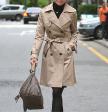 Load image into Gallery viewer, Womens Classic Khaki Double Breasted Trench Coat
