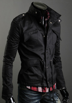 Mens Stand Up Collar Short Parka