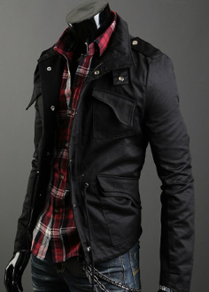 Mens Stand Up Collar Short Parka