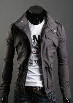 Mens Stand Up Collar Short Parka