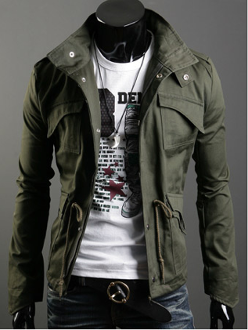 Mens Stand Up Collar Short Parka