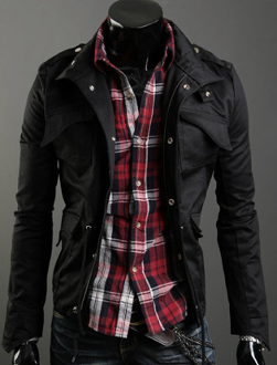 Mens Stand Up Collar Short Parka