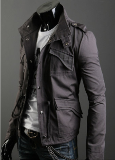 Mens Stand Up Collar Short Parka