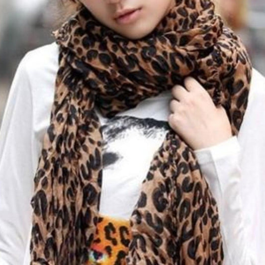 Womens Chiffon Leopard Print Scarves 2 Units Pack