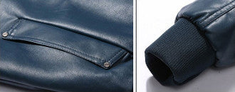 Mens Vegan Leather Jacket in Blue