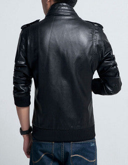 Mens Vegan Leather Jacket in Blue