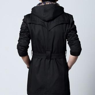 Mens Removable Hooded Trench Jacket