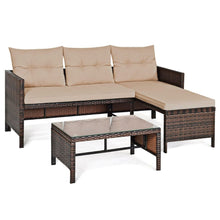 Load image into Gallery viewer, Outdoor Wicker 3 Seater Sofa Set with Leg Rest and Coffee Table
