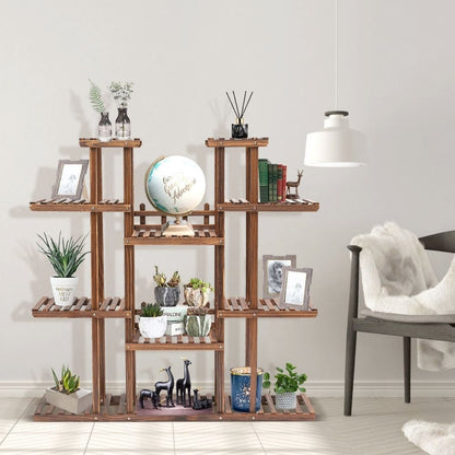 Indoor Plant Shelf Multi Layering Pine Wood Home Decor Stand