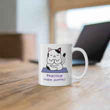 Load image into Gallery viewer, Yoga Theme - Practice Makes Purrfect Mug
