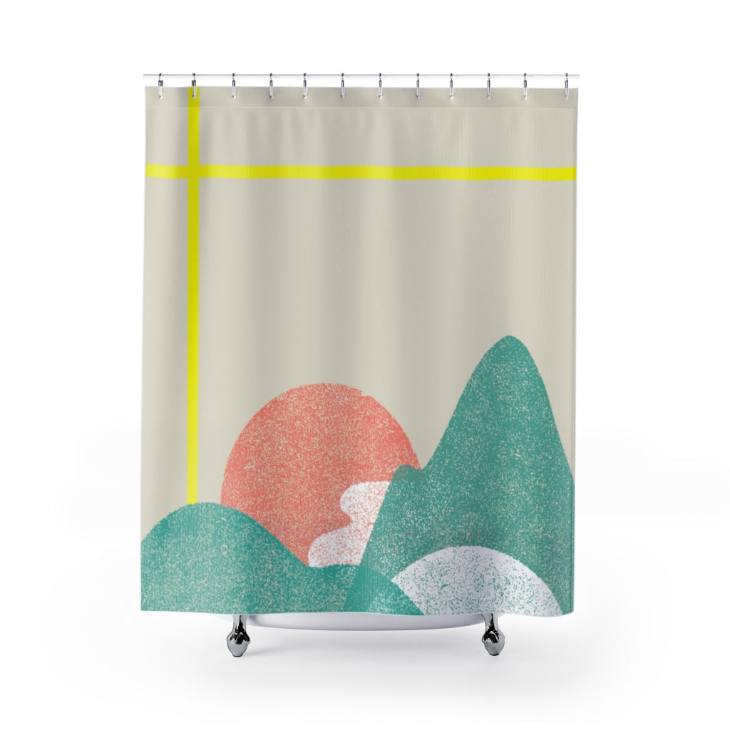 Landscape with Yellow Stripes Shower Curtains Home Decor